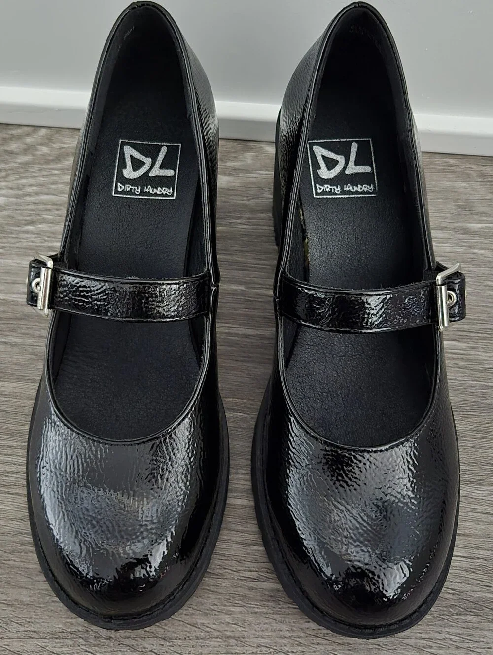 Black Patent Mary Jane Block Heel Pumps